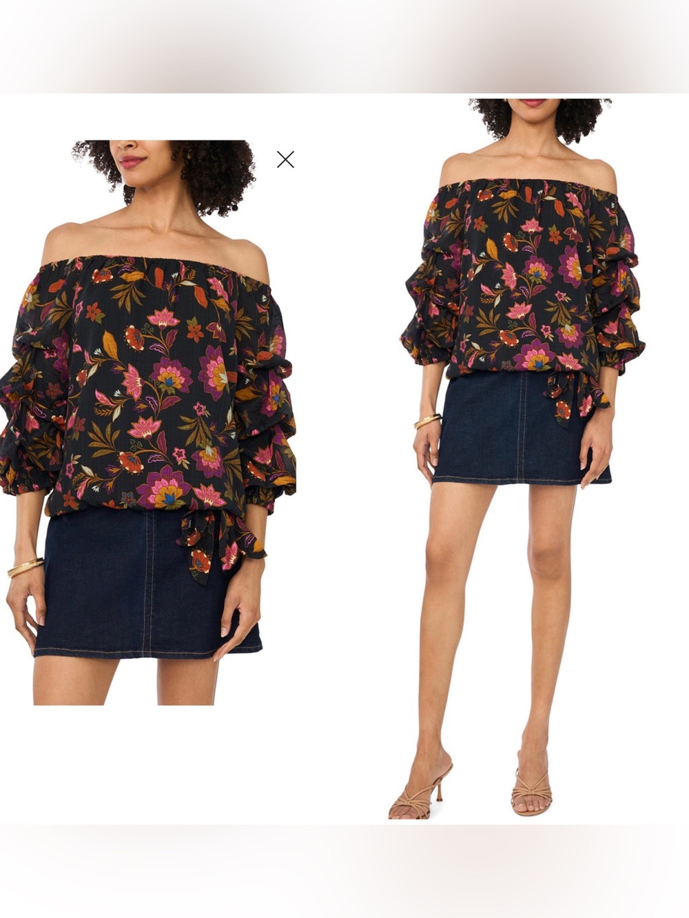 Vince Camuto Hot Pink Off-Shoulder Ruffle Sleeve Blouse - Picture 7 of 7